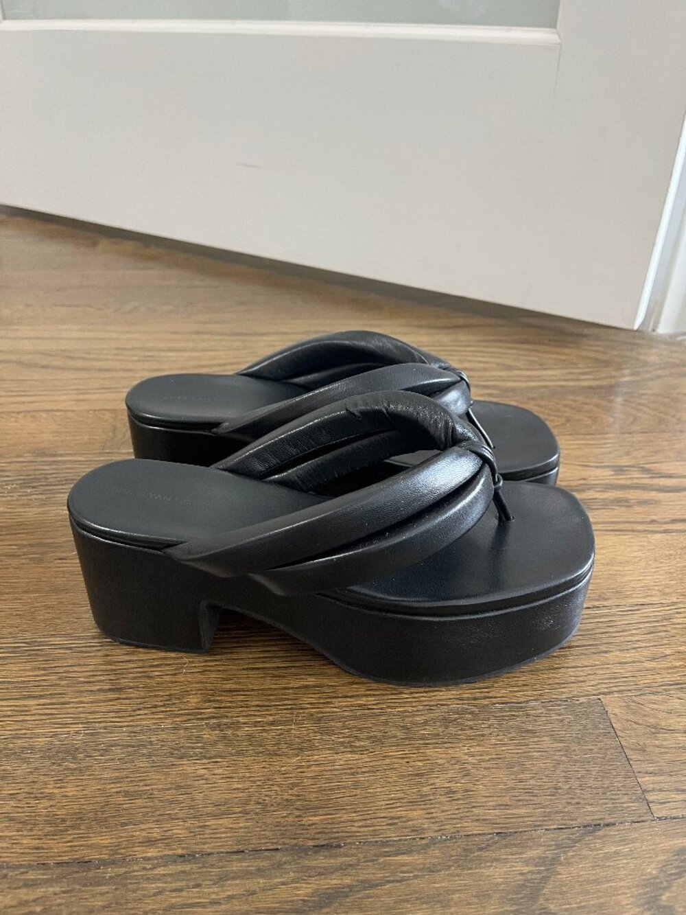 Dries Van Noten Platform Sandals Black Leather 38
